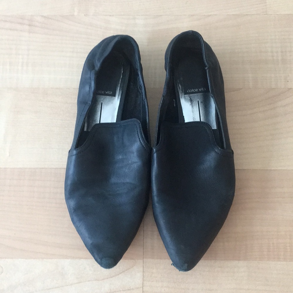 Dolce vita black leather flats -7.5